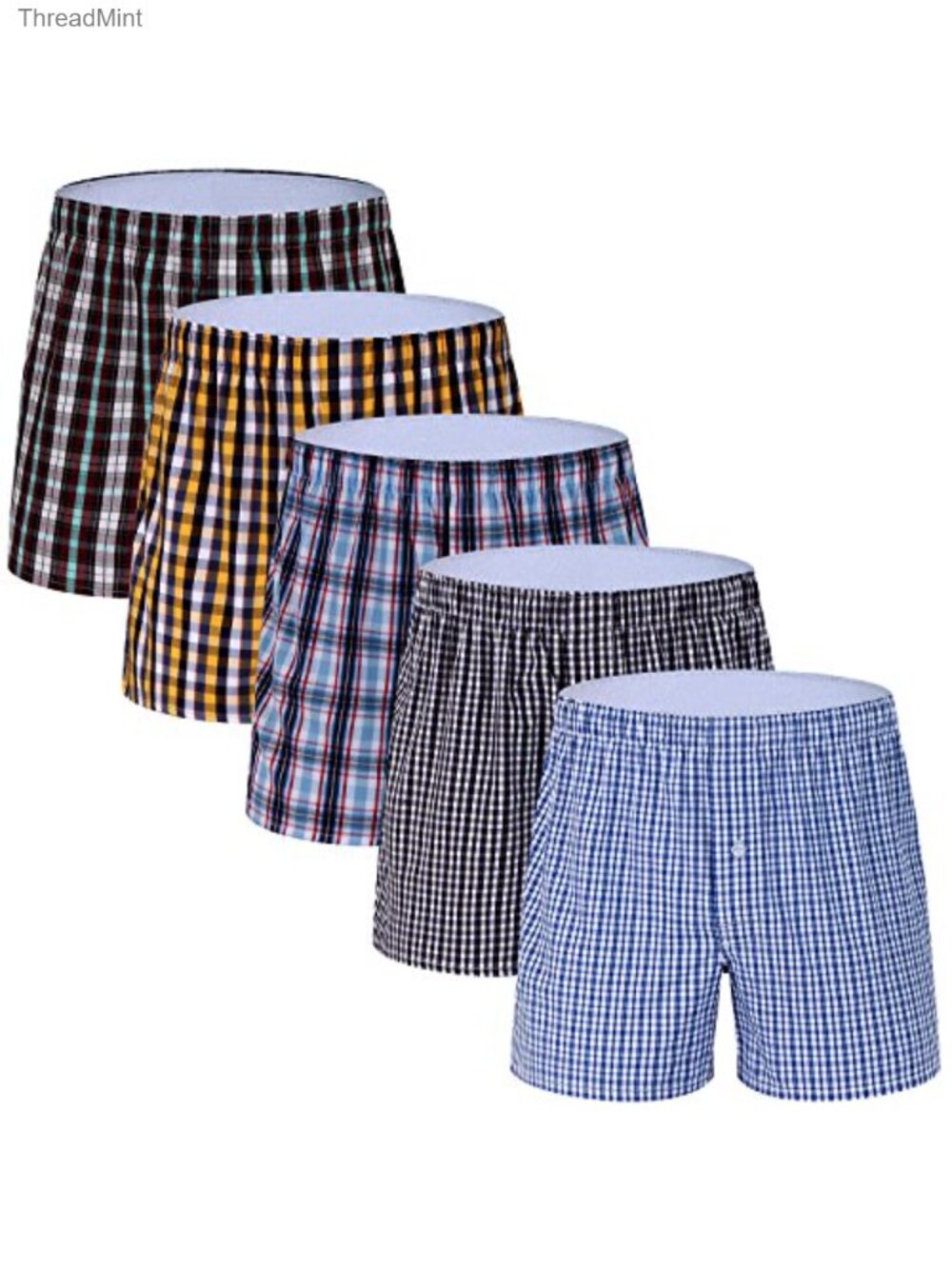 Men's 100% Cotton Boxer Briefs 5 Pack Button Fly Tagless Comfort Stretch